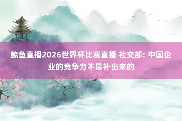 鲸鱼直播2026世界杯比赛直播 社交部: 中国企业的竞争力不是补出来的