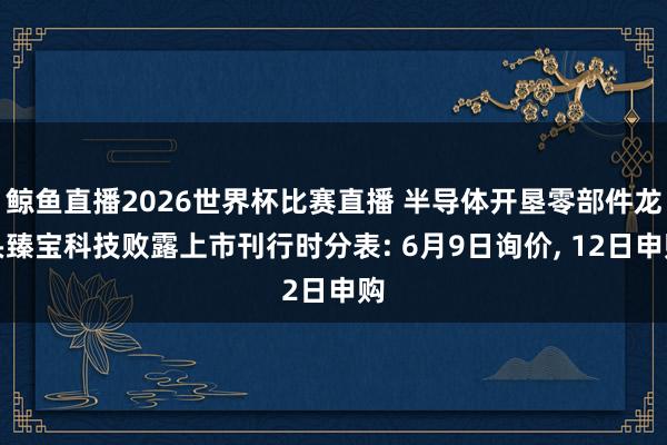 鲸鱼直播2026世界杯比赛直播 半导体开垦零部件龙头臻宝科技败露上市刊行时分表: 6月9日询价, 12日申购