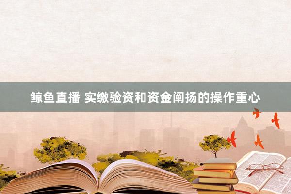 鲸鱼直播 实缴验资和资金阐扬的操作重心