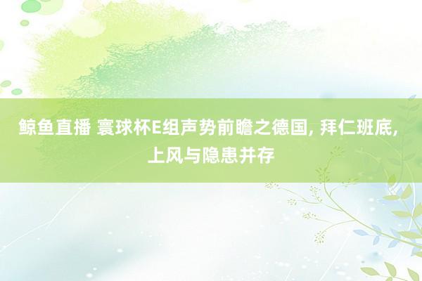 鲸鱼直播 寰球杯E组声势前瞻之德国, 拜仁班底, 上风与隐患并存