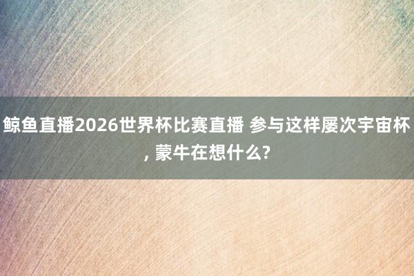 鲸鱼直播2026世界杯比赛直播 参与这样屡次宇宙杯, 蒙牛在想什么?