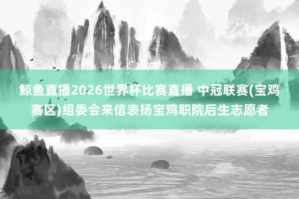 鲸鱼直播2026世界杯比赛直播 中冠联赛(宝鸡赛区)组委会来信表扬宝鸡职院后生志愿者