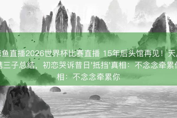 鲸鱼直播2026世界杯比赛直播 15年后头馆再见！天后携三子总结，初恋哭诉昔日'抵挡'真相：不念念牵累你