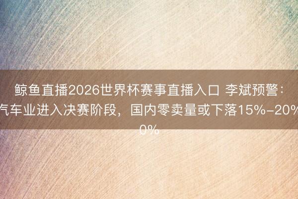 鲸鱼直播2026世界杯赛事直播入口 李斌预警：汽车业进入决赛阶段，国内零卖量或下落15%-20%