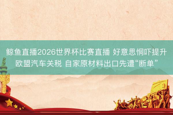 鲸鱼直播2026世界杯比赛直播 好意思恫吓提升欧盟汽车关税 自家原材料出口先遭“断单”