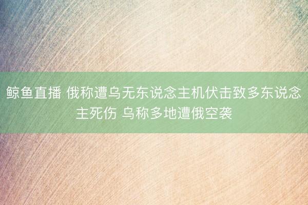 鲸鱼直播 俄称遭乌无东说念主机伏击致多东说念主死伤 乌称多地遭俄空袭