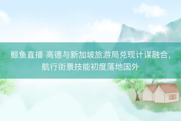 鲸鱼直播 高德与新加坡旅游局兑现计谋融合,航行街景技能初度落地国外