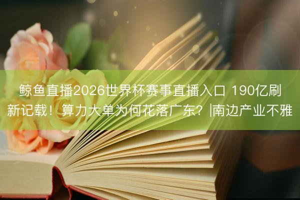 鲸鱼直播2026世界杯赛事直播入口 190亿刷新记载！算力大单为何花落广东？|南边产业不雅