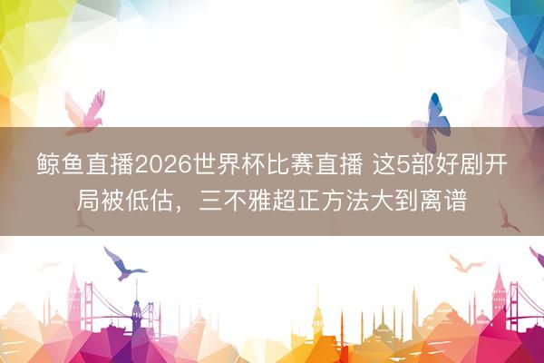 鲸鱼直播2026世界杯比赛直播 这5部好剧开局被低估,三不雅超正方法大到离谱